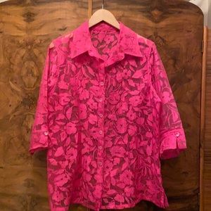 Sheer hot pink blouse